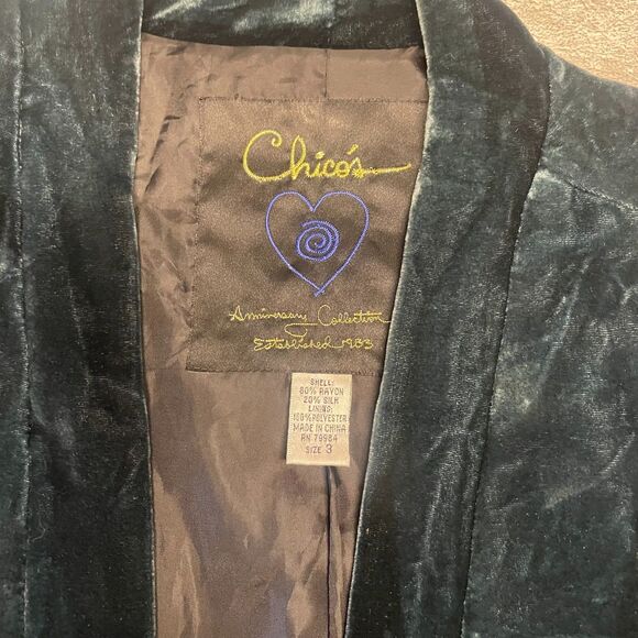 Chico's Sz 3 Anniversary Butterfly Velvet Art To Wear Fall Festival Artsy Bold - Picture 9 of 9